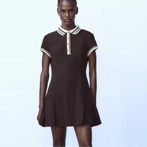 Zara Brown and White Mini Dress